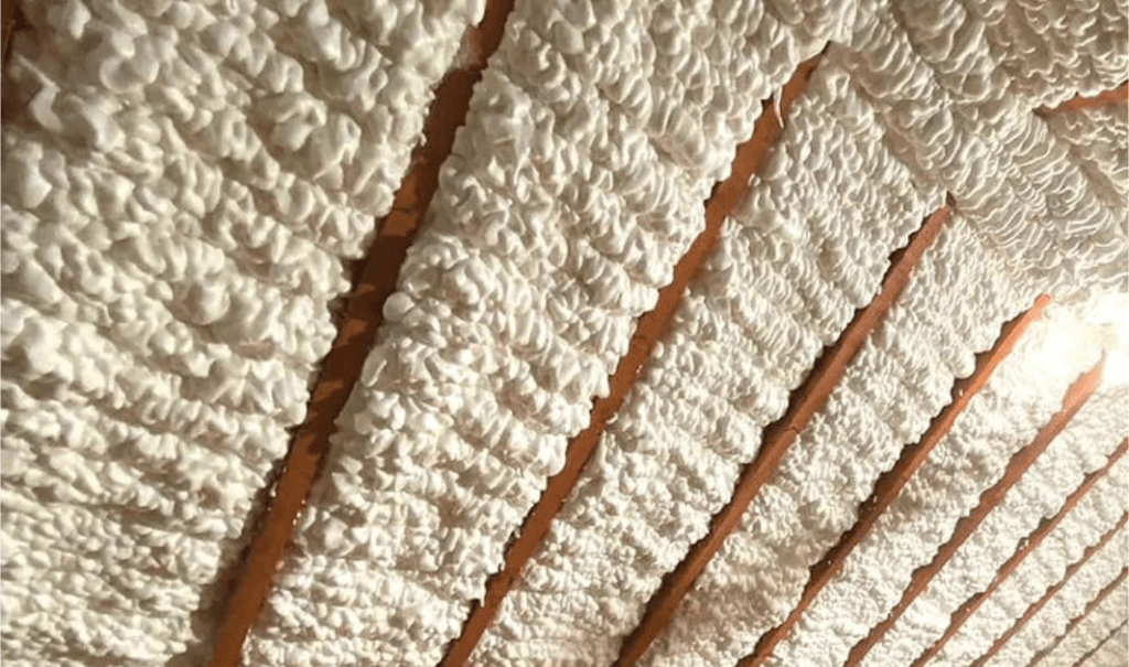 view of spray foam installed in attic by CT Insulation Services in attic